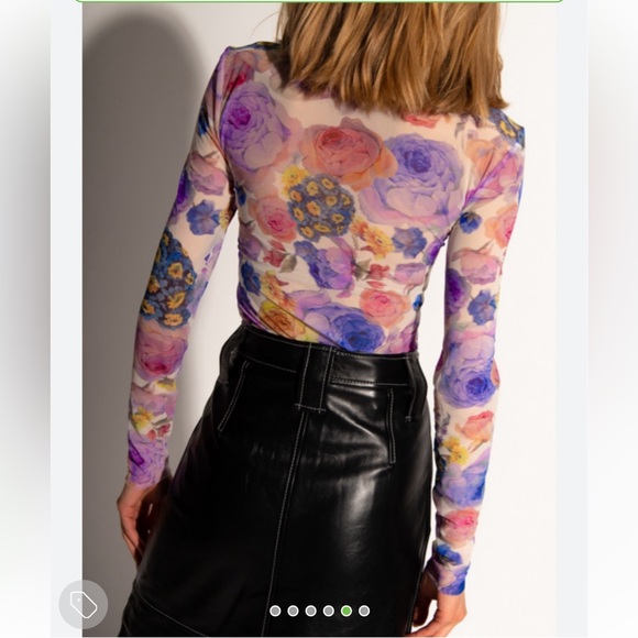 Ganni sheer floral mock neck - Picture 5 of 6